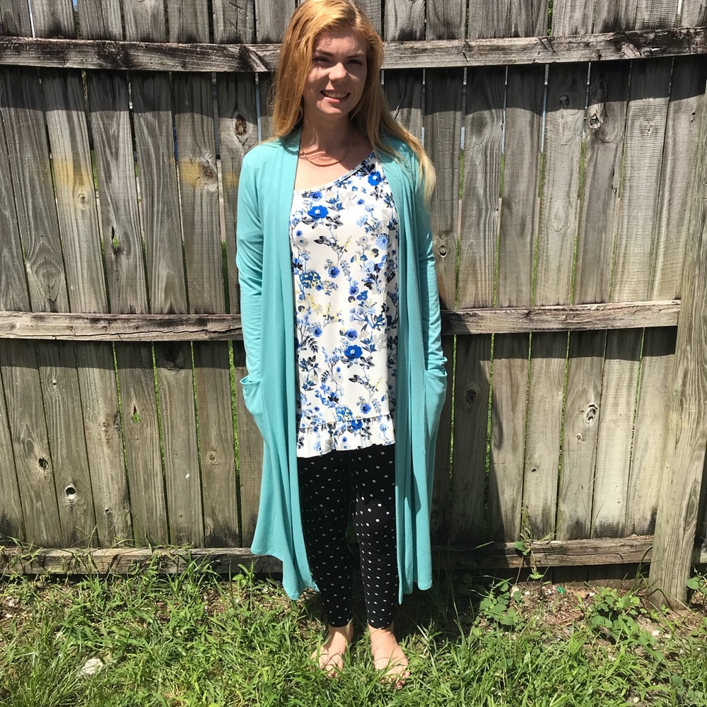 Mint blue cardigan duster with pocket super soft